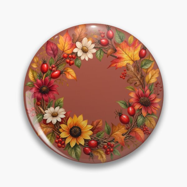 Item preview, Autumn Harvest Wreath with Sunflowers, Rose Hips & Fall Leaves designed and sold by blankTeeShirt.