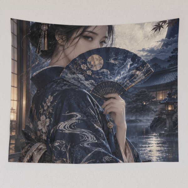 Item preview, Indigo Fan Moon Art designed and sold by Silken moonlight .