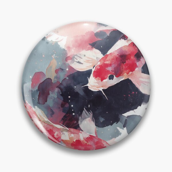 Item preview, Crimson Koi Fish Painting Red White and Charcoal Japanese Carp Wall Art designed and sold by solynneart.