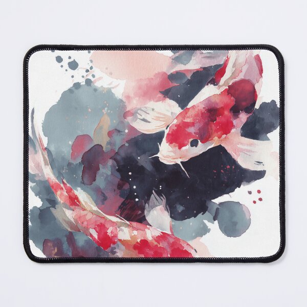 Item preview, Crimson Koi Fish Painting Red White and Charcoal Japanese Carp Wall Art designed and sold by solynneart.