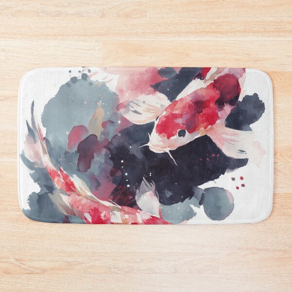 Item preview, Crimson Koi Fish Painting Red White and Charcoal Japanese Carp Wall Art designed and sold by solynneart.