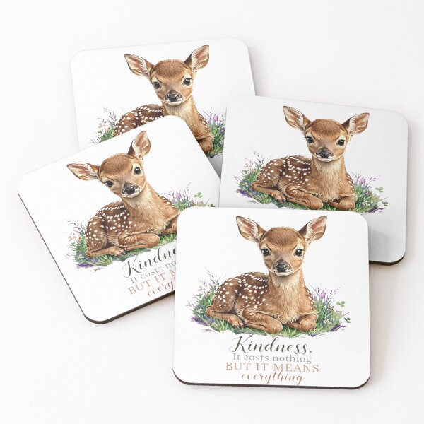 Item preview, Kindness It Costs Nothing Cute Baby Deer Watercolor Quote designed and sold by Vibe-Vary.