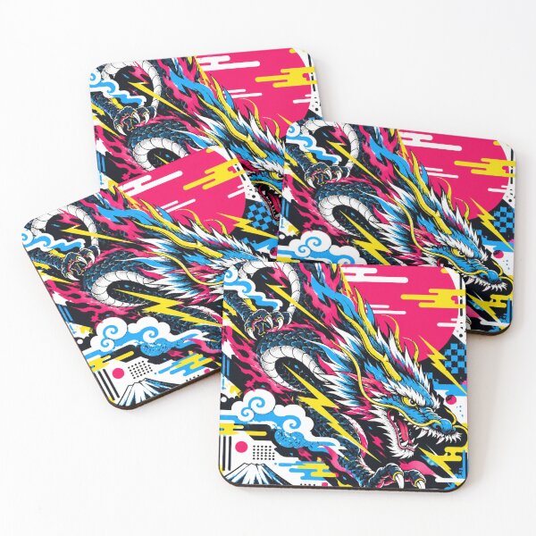 Item preview, Neon Japanese Dragon – Modern Ukiyo-e Pop Art designed and sold by KASUMINK.