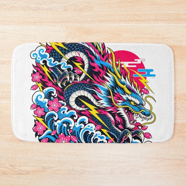 Item preview, Neon Japanese Dragon – Modern Ukiyo-e Pop Art designed and sold by KASUMINK.