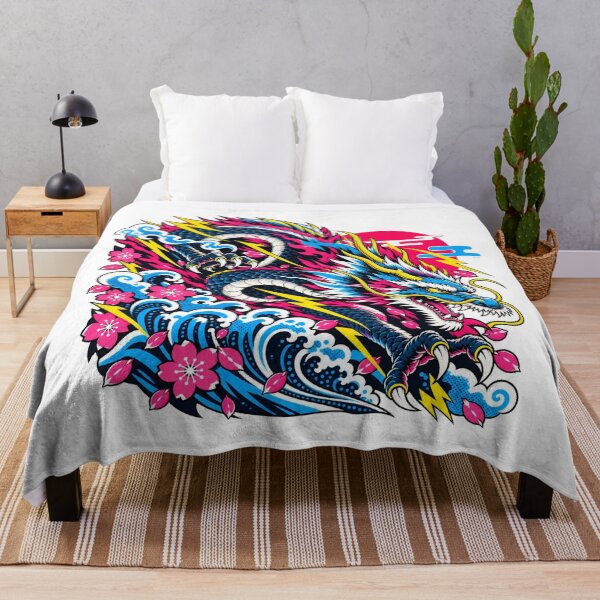 Item preview, Neon Japanese Dragon – Modern Ukiyo-e Pop Art designed and sold by KASUMINK.