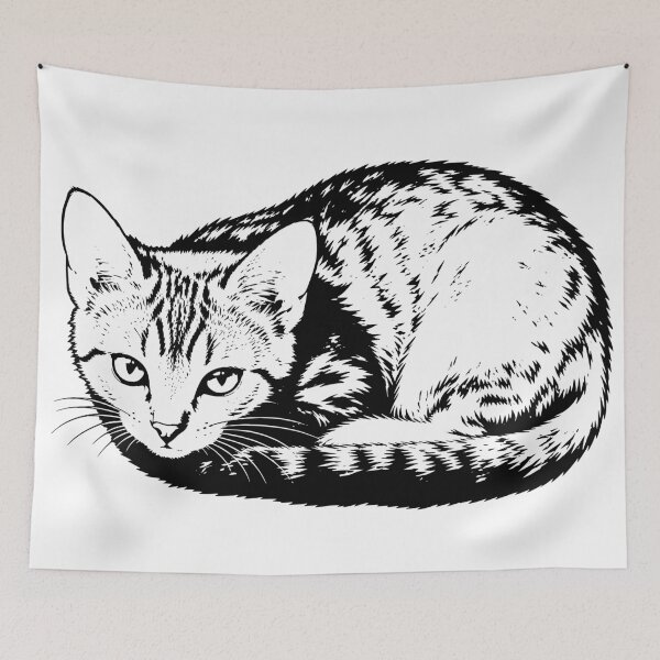 Item preview, Beautiful tabby cat outline black designed and sold by natalik2024.