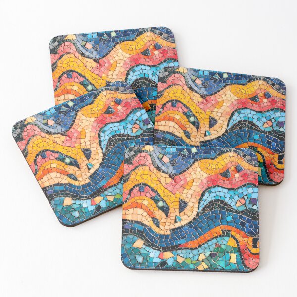 Item preview, Abstract Gaudi Mosaic Colorful Trencadís Wave Pattern Art designed and sold by GrinGalore.