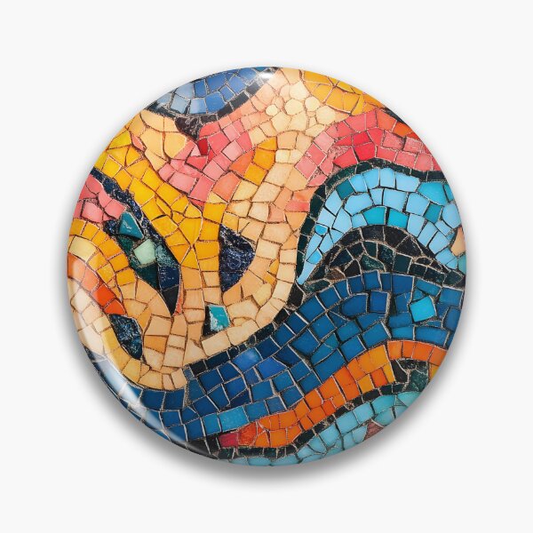 Item preview, Abstract Gaudi Mosaic Colorful Trencadís Wave Pattern Art designed and sold by GrinGalore.