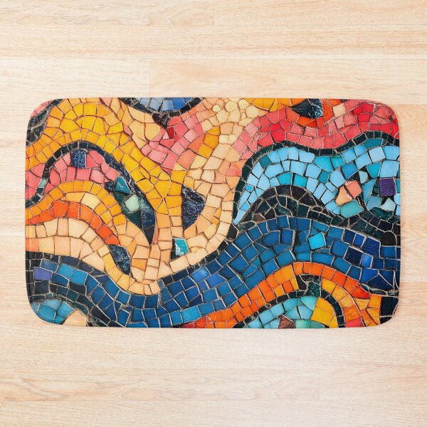 Item preview, Abstract Gaudi Mosaic Colorful Trencadís Wave Pattern Art designed and sold by GrinGalore.