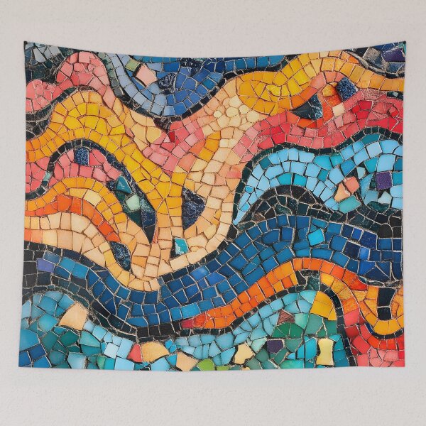 Item preview, Abstract Gaudi Mosaic Colorful Trencadís Wave Pattern Art designed and sold by GrinGalore.
