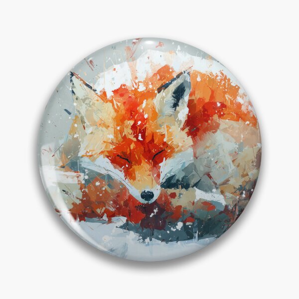 Item preview, Red Fox Winter Painting Sleeping Fox Curled in Snow Rust Orange Animal Art designed and sold by solynneart.