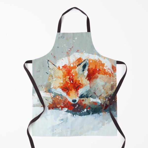 Item preview, Red Fox Winter Painting Sleeping Fox Curled in Snow Rust Orange Animal Art designed and sold by solynneart.
