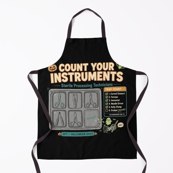 Aperçu de l'œuvre T-shirt SPD « Technicien(ne) en stérilisation » pour Halloween : Comptez vos instruments créée et vendue par Uglyandcute.