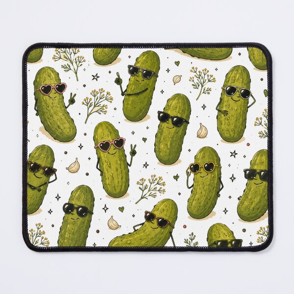 Item preview, Funny Pickle Pattern Cool Pickles Wearing Sunglasses, Cute Food Doodle designed and sold by SleepyLlamaClothes.