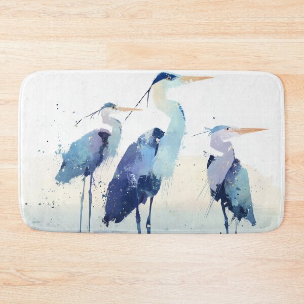Item preview, Blue Heron Painting Three Herons Wading in Water Indigo Coastal Bird Art designed and sold by solynneart.