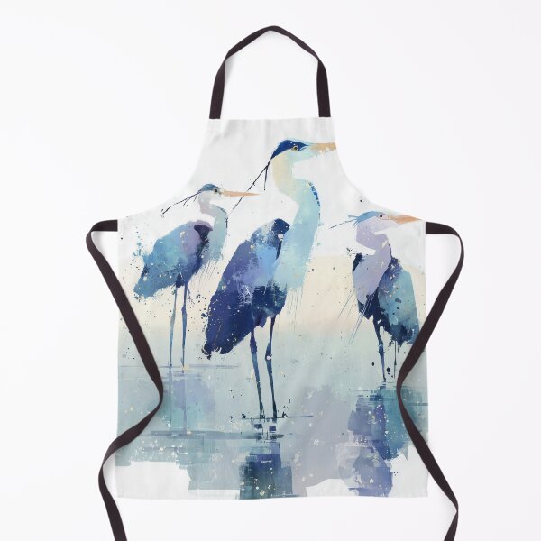 Item preview, Blue Heron Painting Three Herons Wading in Water Indigo Coastal Bird Art designed and sold by solynneart.