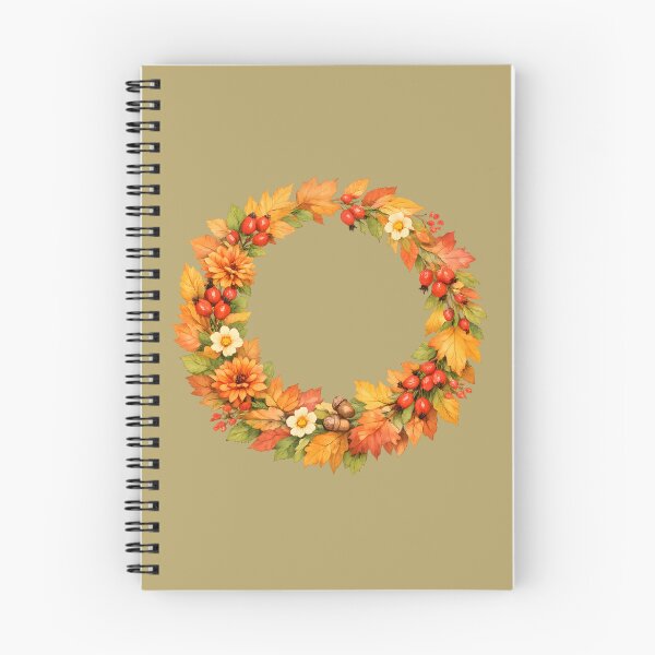 Item preview, Autumn Harvest Wreath with Fall Leaves, Rose Hips & Acorns designed and sold by blankTeeShirt.
