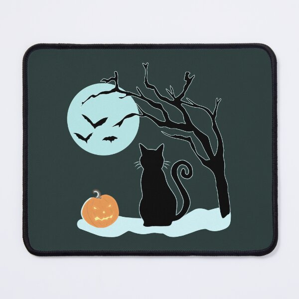 Item preview, Black Cat Spooky Halloween Night Full Moon Pumpkin Silhouette Illustration designed and sold by LeshanArt.