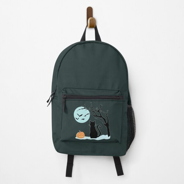 Item preview, Black Cat Spooky Halloween Night Full Moon Pumpkin Silhouette Illustration designed and sold by LeshanArt.