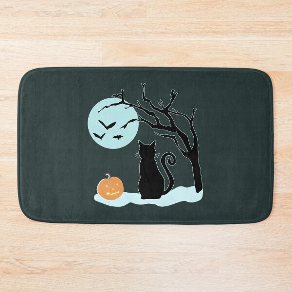 Item preview, Black Cat Spooky Halloween Night Full Moon Pumpkin Silhouette Illustration designed and sold by LeshanArt.