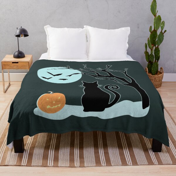 Item preview, Black Cat Spooky Halloween Night Full Moon Pumpkin Silhouette Illustration designed and sold by LeshanArt.