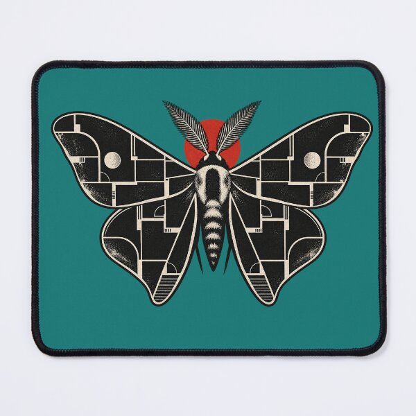 Item preview, Geometric Moth Art with Red Sun Neo Traditional Tattoo designed and sold by Odinsshop.