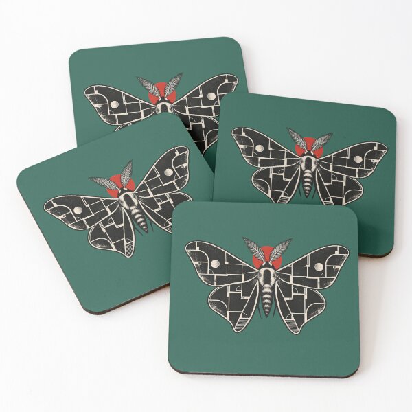 Item preview,  Geometric Moth Art with Red Sun Neo Traditional Tattoo designed and sold by Odinsshop.
