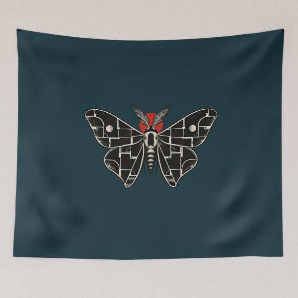 Item preview,  Geometric Moth Art with Red Sun Neo Traditional Tattoo designed and sold by Odinsshop.