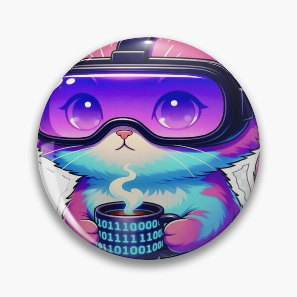 Item preview, Cyberpunk Gamer Cat with VR Headset and Coffee designed and sold by worldstik111.