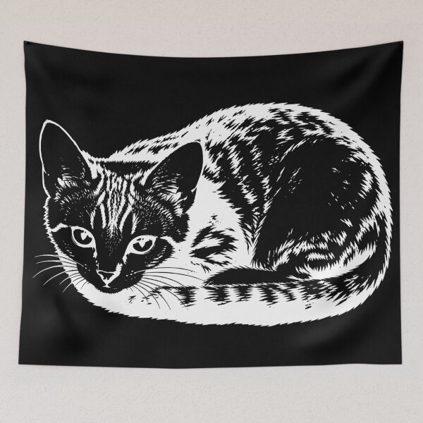 Item preview, Beautiful tabby cat outline white designed and sold by natalik2024.