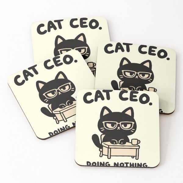Item preview, Black Cat CEO Doing Nothing Funny Office designed and sold by MewMade.