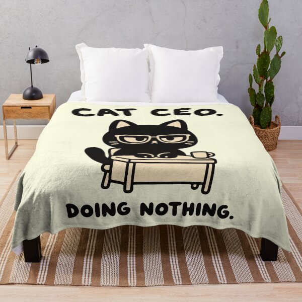 Item preview, Black Cat CEO Doing Nothing Funny Office designed and sold by MewMade.
