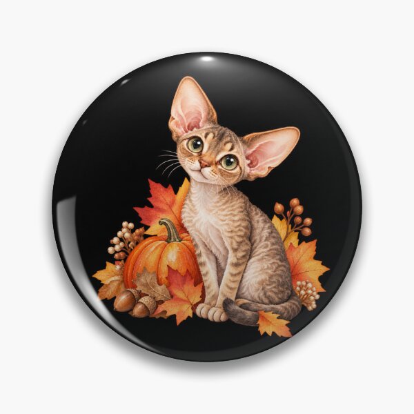 Item preview, Cute Autumn Devon Rex Cat Watercolor Art designed and sold by GusiaTreasures.