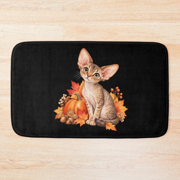 Item preview, Cute Autumn Devon Rex Cat Watercolor Art designed and sold by GusiaTreasures.