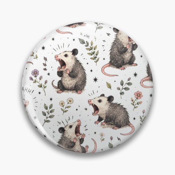 Item preview, Screaming Opossums Floral Pattern Funny Cute Possum Black Background designed and sold by SleepyLlamaClothes.