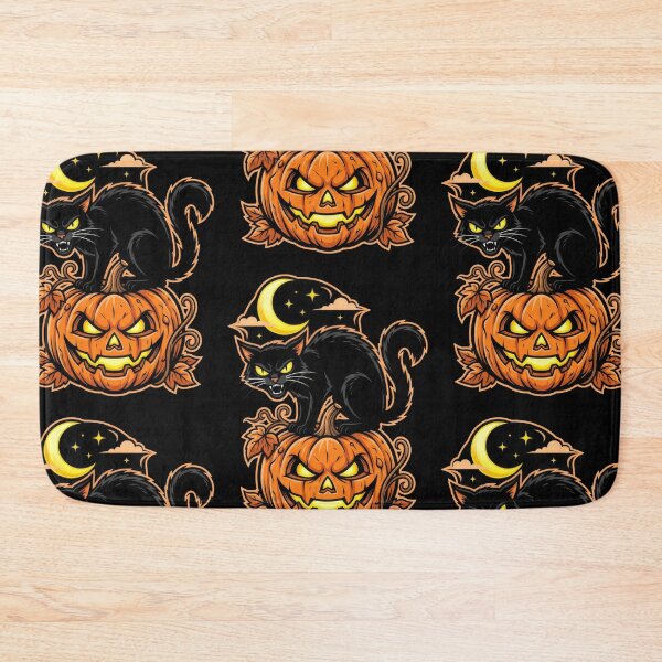 Item preview, Sinister Black Cat on Halloween Pumpkin Design designed and sold by TontikDesign.