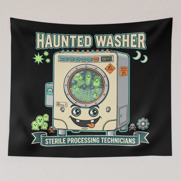 Item preview, Sterile Processing Technician Halloween Haunted Washer SPD Tech T-Shirt designed and sold by Uglyandcute.