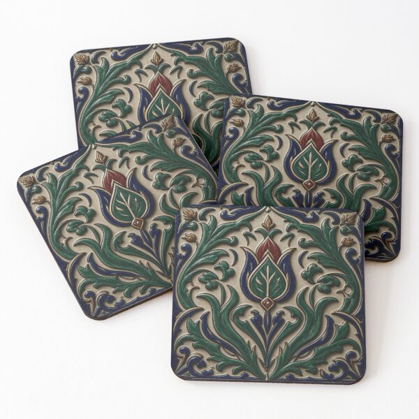 Item preview, Luxury 3D Embossed Iznik Tulip Ceramic Tile Art designed and sold by Breezes-of-Ida.