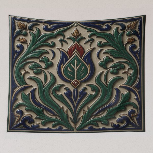Item preview, Luxury 3D Embossed Iznik Tulip Ceramic Tile Art designed and sold by Breezes-of-Ida.