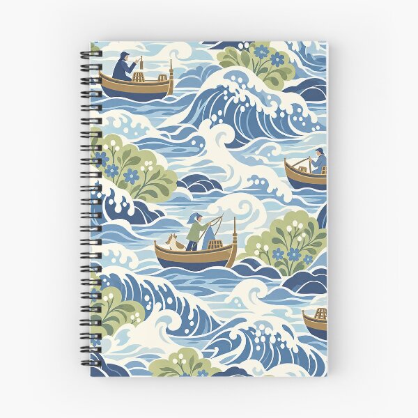 Item preview, Stormy Sea Fishermen Retro Pattern designed and sold by obstinator.