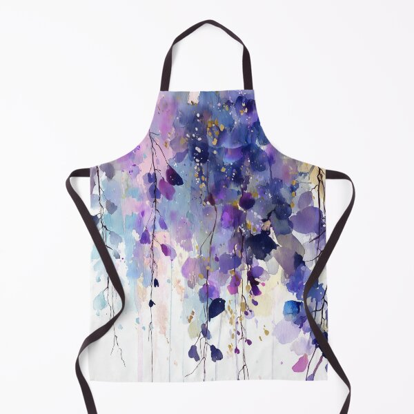 Item preview, Wisteria Watercolor Painting Cascading Purple Blooms Violet and Gold Floral Art designed and sold by solynneart.