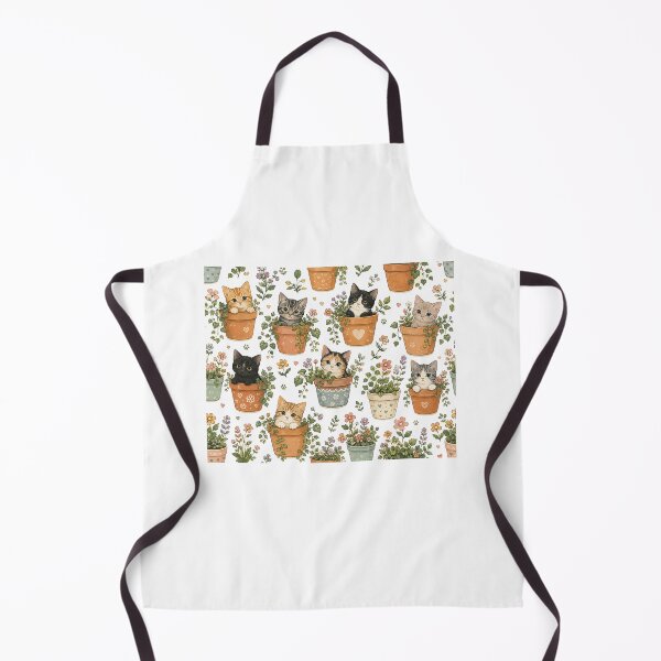 Item preview, Cute Kittens in Flower Pots Cottagecore Cat Garden Floral Pattern designed and sold by SleepyLlamaClothes.