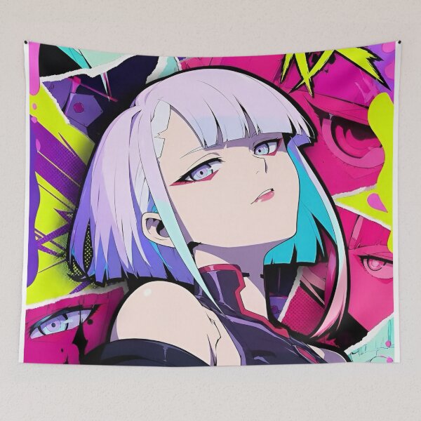 Item preview, Neon Cyberpunk Girl – Pink Cyan Futuristic Anime Inspired Glitch Art designed and sold by Dyan4.