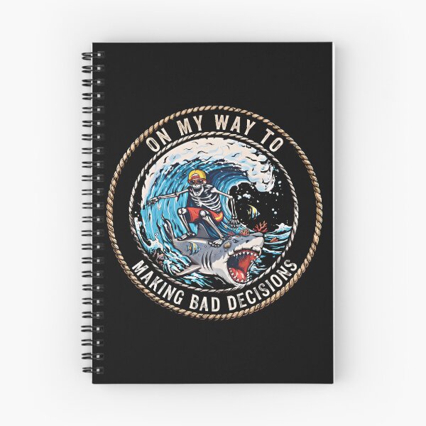 Item preview, funny quote On My Way to Making Bad Decisions Shark Surfer Graphic  designed and sold by gear-posters.