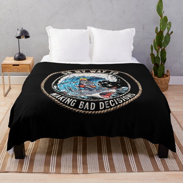 Item preview, funny quote On My Way to Making Bad Decisions Shark Surfer Graphic designed and sold by gear-posters.