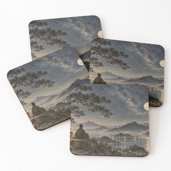 Item preview, Japanese Moonlit Landscape Night Sky Art designed and sold by Jozefin's Studio.