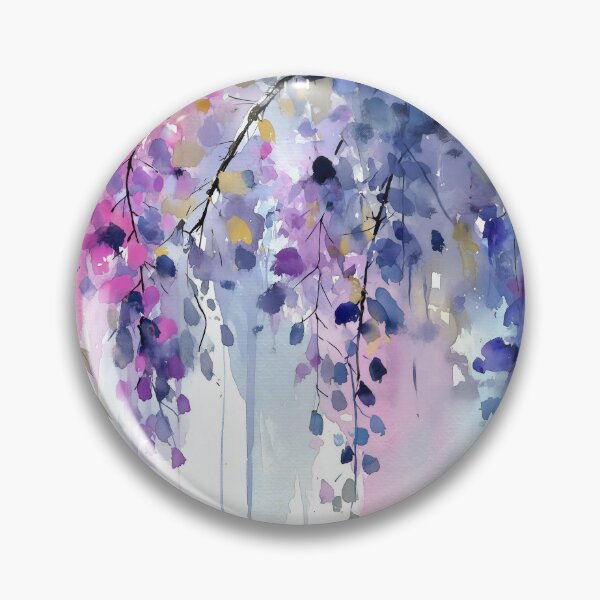 Item preview, Pink and Purple Wisteria Blossom Canopy Watercolor Hanging Flowers Wall Art designed and sold by solynneart.