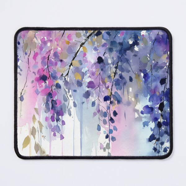 Item preview, Pink and Purple Wisteria Blossom Canopy Watercolor Hanging Flowers Wall Art designed and sold by solynneart.