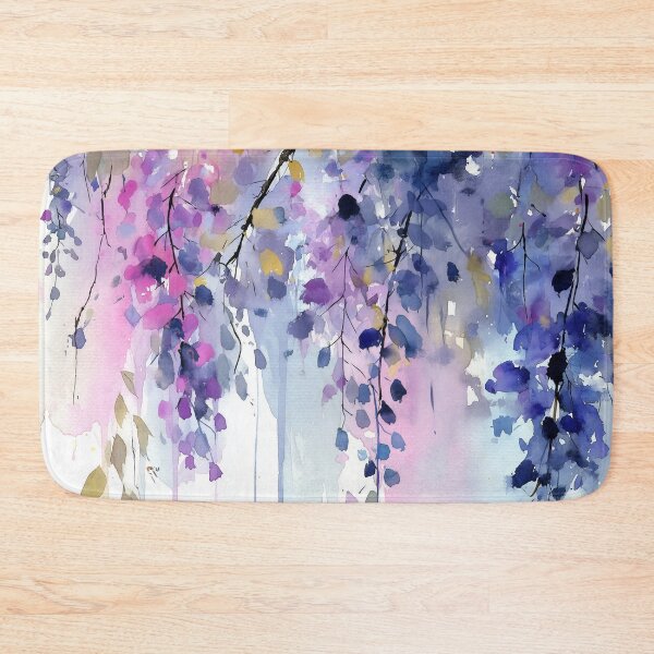 Item preview, Pink and Purple Wisteria Blossom Canopy Watercolor Hanging Flowers Wall Art designed and sold by solynneart.