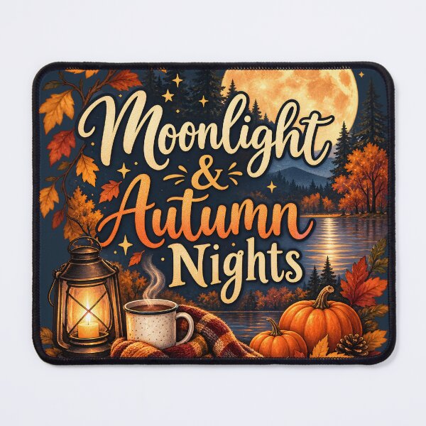 Item preview, Moonlight & Autumn Nights – Cozy Fall Moon Lake Scene designed and sold by blankTeeShirt.